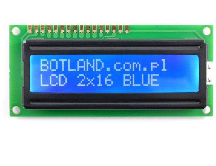 Wyświetlacz LCD 2x16 znaków niebieski LCD-00224