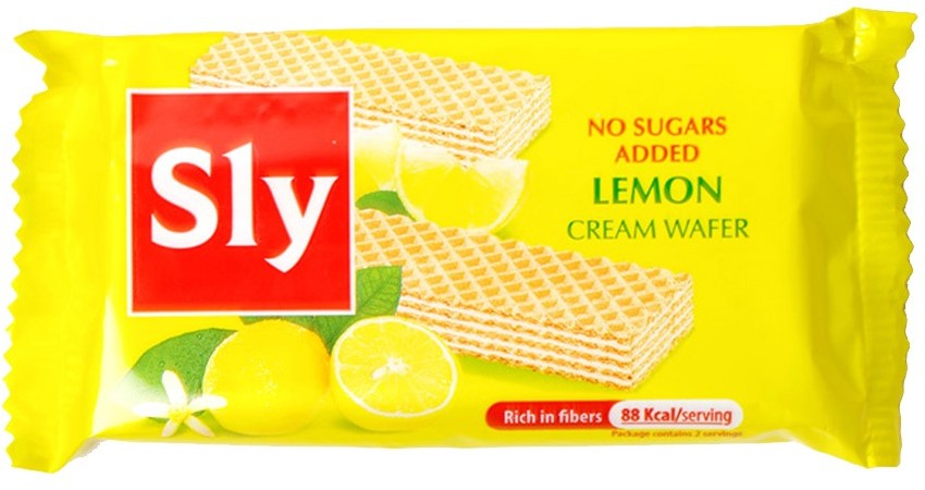 Sly Nutritia Wafelki z kremem cytrynowym bez dodatku cukru Sly Nutritia, 40g 5941768000107