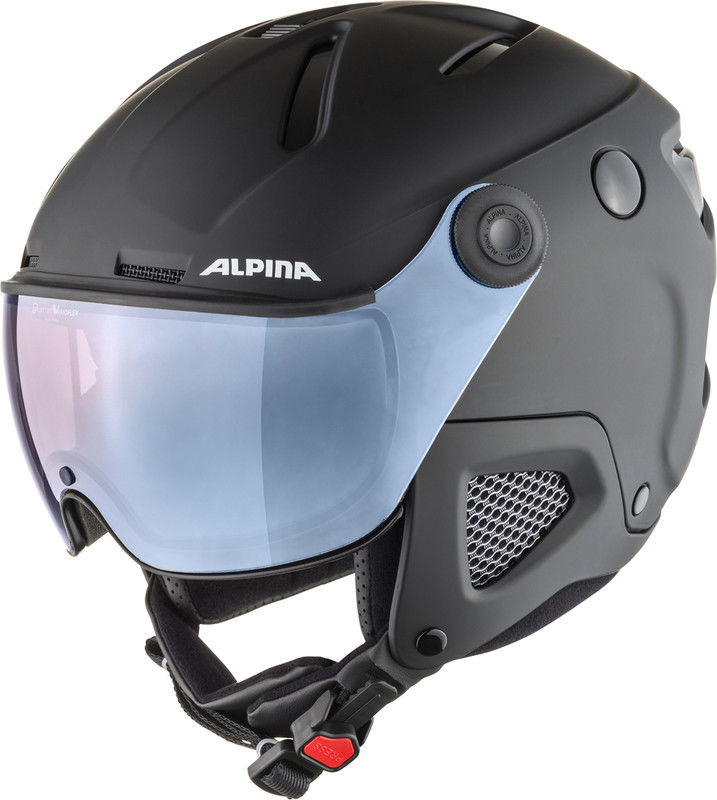 Alpina Attelas Visor QVM Kask, black matt silver 58-61cm 2019 Kaski narciarskie
