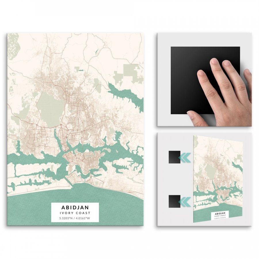 Pix4home Plakat metalowy Mapa Vintage Abidżan M POS-M-03541