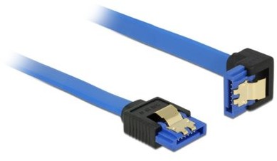 Delock Kabel SATA III wtyczka kątowa 10cm niebieski 85088