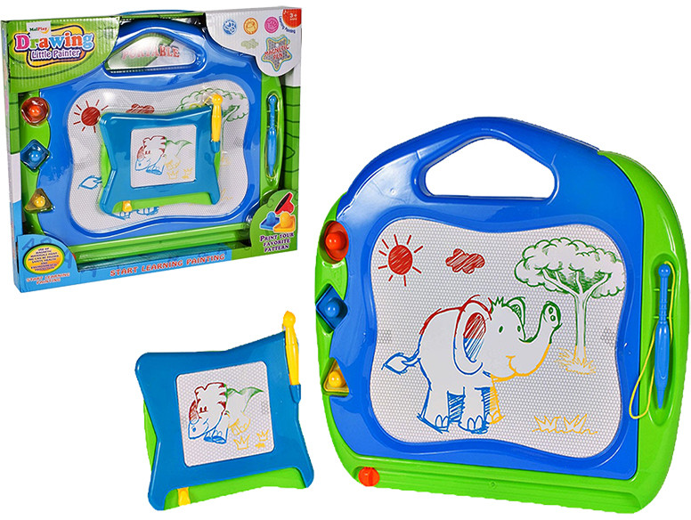 MalPlay TABLICA ZNIKOPIS 2w1 MAGNETYCZNA KOLOROWA STEMPELKI 213659
