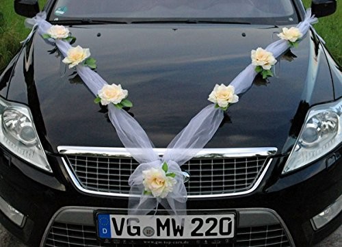 Autoschmuck Organza M samochód biżuteria dla pary ślubnej róża dekoracyjna dekoracja auta biżuteria na wesele samochód ślubny girlanda dekoracyjna do samochodów osobowych.