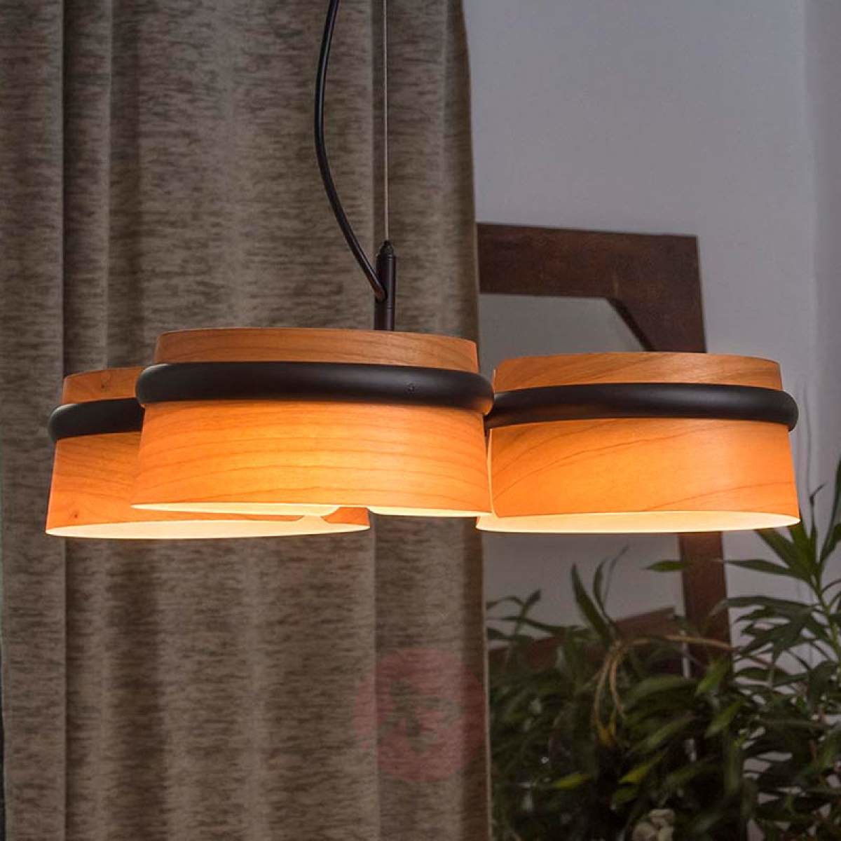 Lorefar (FARO) Ściemniana lampa wisząca LED Loop wygląd drewna