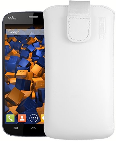 Mumbi etui skórzane kompatybilne z Wiko Darkfull etui skórzane pokrowiec Case Wallet, białe Wiko Darkfull