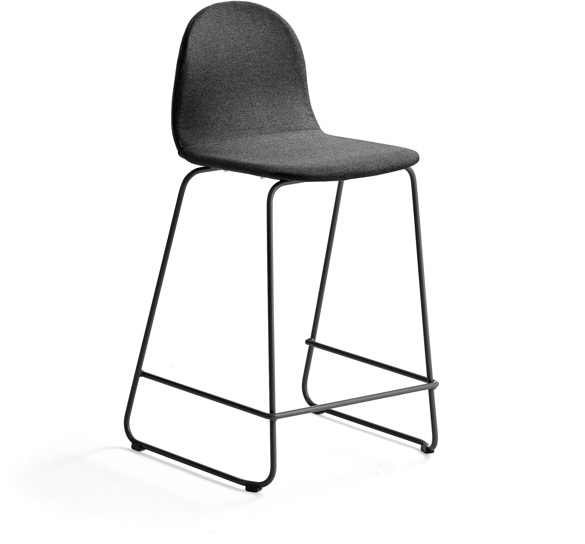 AJ Produkty Krzesło barowe GANDER, płozy, siedzisko 630 mm, tkanina, szary