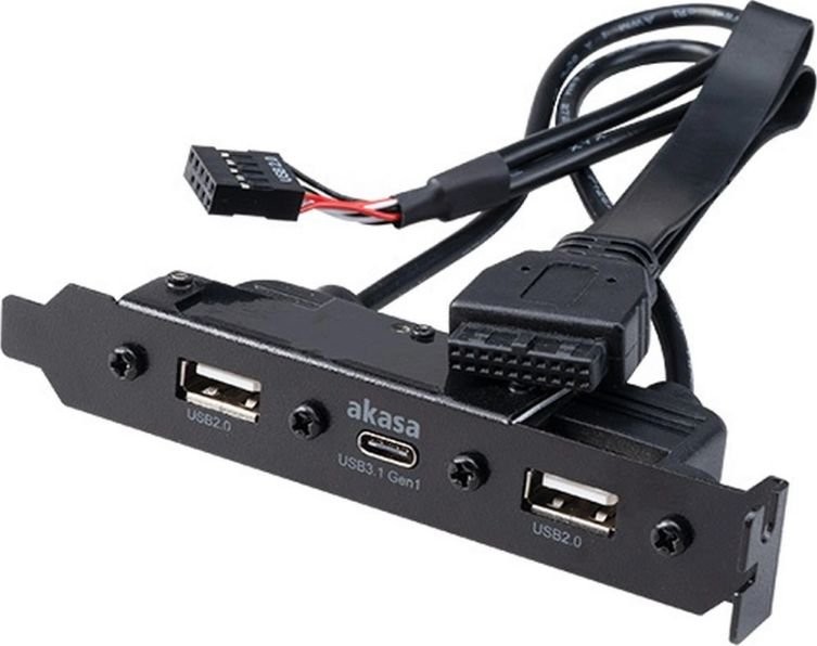 Akasa Wewnętrzny kabel adaptera Akasa USB 3.1 Gen 1 z dwoma portami USB 2.0 typu A AK-CBUB53-40BK