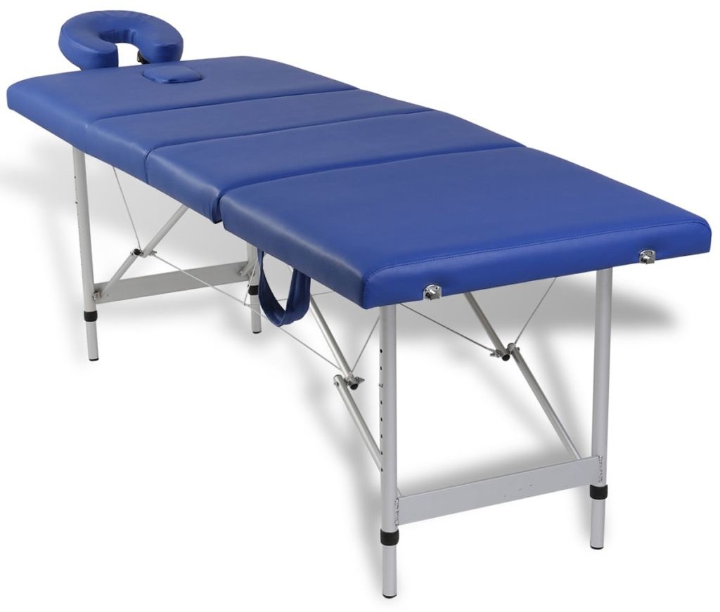 vidaXL vidaXL Niebieski składany stół do masażu 4 strefy z aluminiową ramą