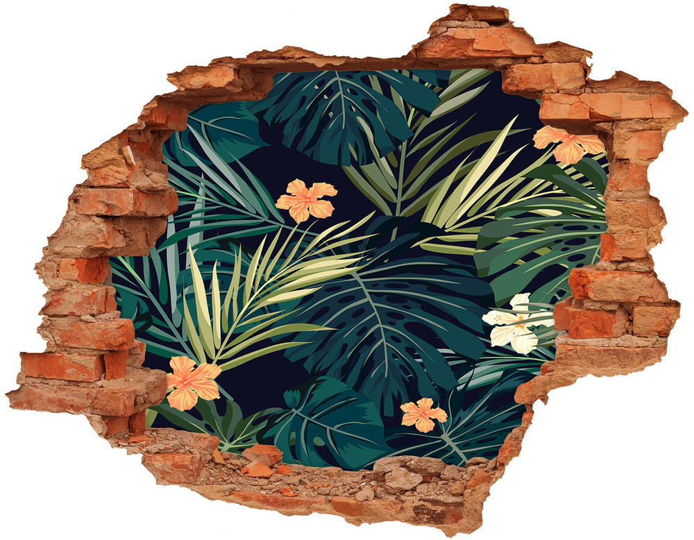 Wallmuralia.pl Naklejka dziura na ścianę Tropikalne liście