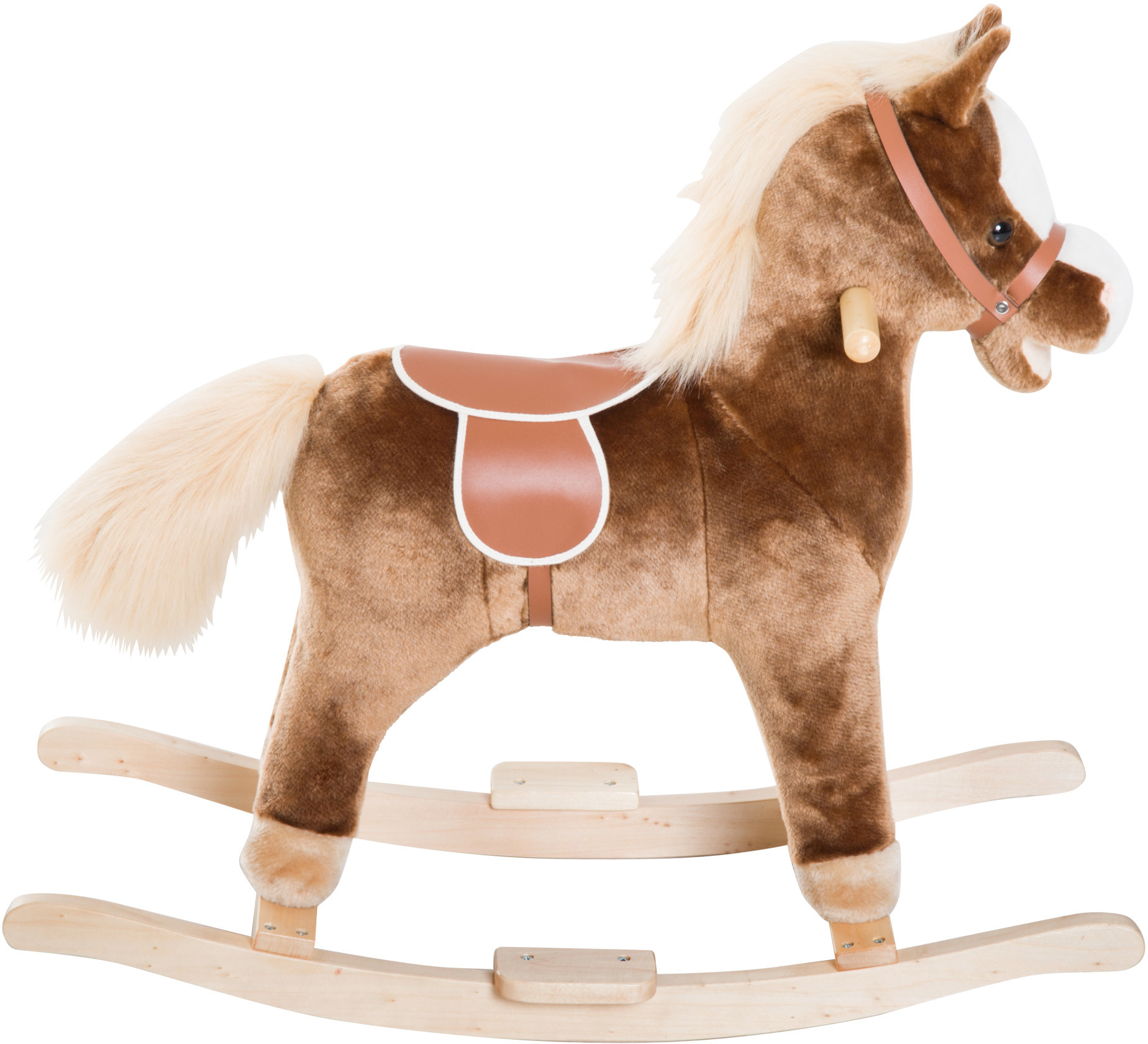 Homcom KONIK NA BIEGUNACH PLUSZOWA ZABAWKA BUJANA brązowy