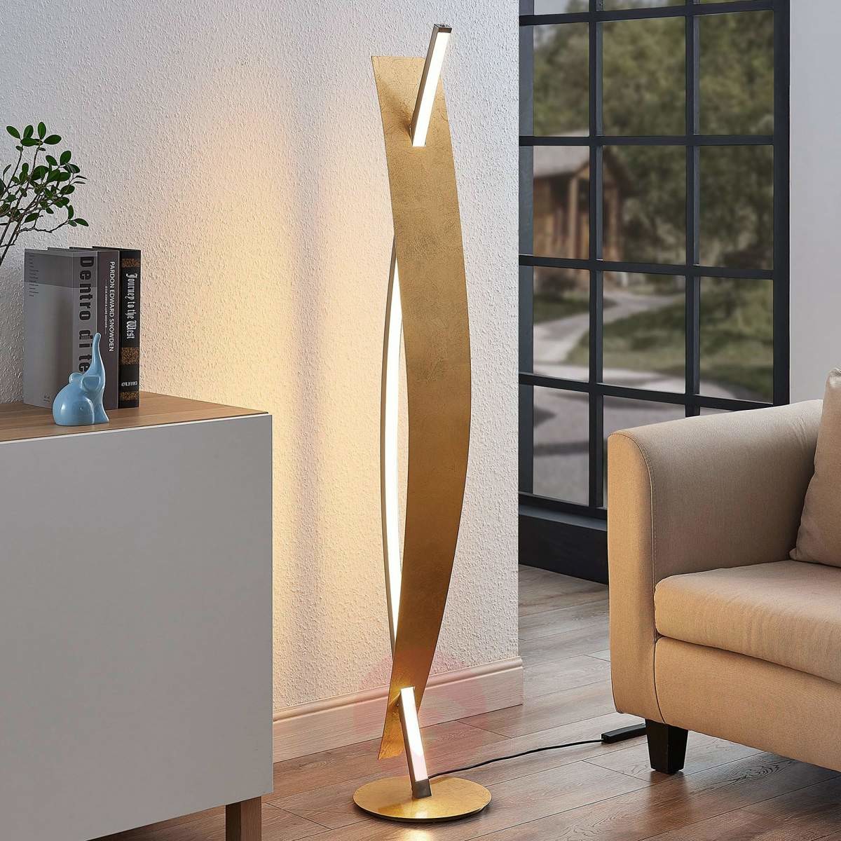 Lampenwelt COM Lampa stojąca LED Marija, szlachetne złoto