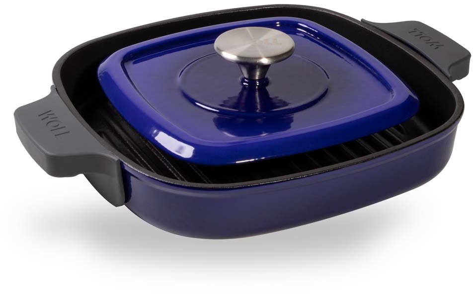 WOLL Patelnia grillowa Iron IND Woll z pokrywą 28 cm 28 niebieska