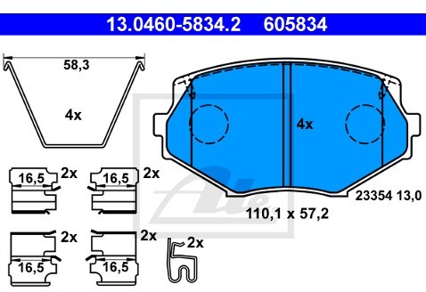 ATE KLOCKI HAM 13.0460-5834.2 MAZDA MX-5 II 1.6 16V, 1.8 16V 98-05 13.0460-5834.2