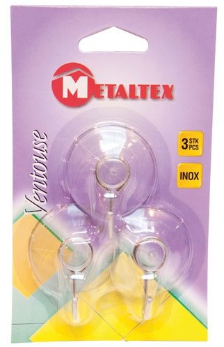 Metaltex 295003080 haczyk z przyssawką 3-częściowy zestaw przezroczysty 295003