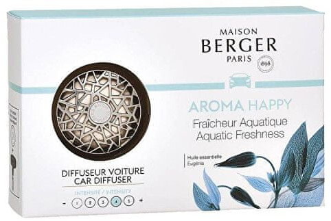 Maison Berger Paris Zestaw upominkowy z dyfuzorem zapachowym do samochoduHappy chrome +napełnić Svěžest wody