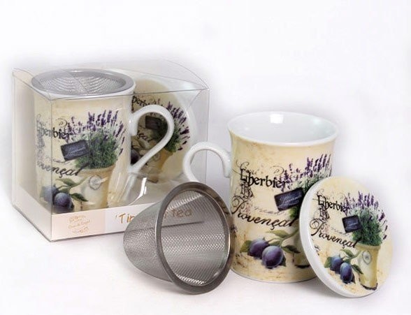 Kubek z zaparzaczem, lawenda, 10,5x7,5 cm, 340 ml