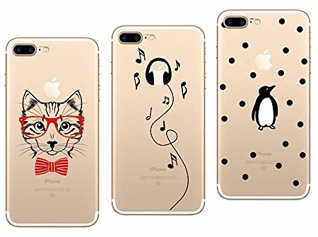 Novago Novago Etui ochronne do iPhone 7 Plus, iPhone 8 Plus (5,5 cala), 3 sztuki, z miękkiego żelu, wytrzymałe, z nadrukiem fantazji (opakowanie # 6 I7Plus