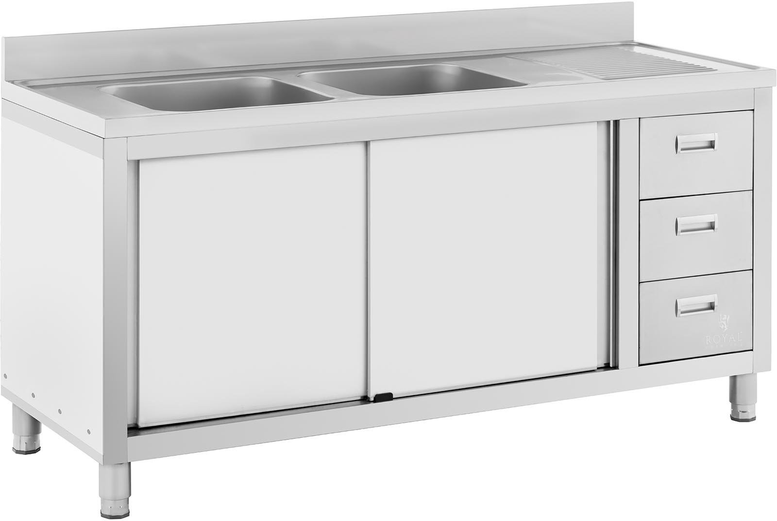 Royal Catering Szafka ze zlewem 2 komory stal nierdzewna 400 x 400 x 300 mm RC-IKS04