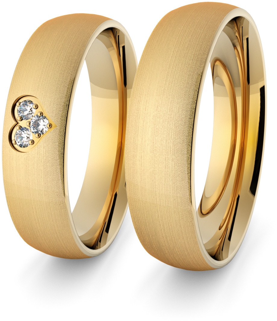 Eminence Obrączki ślubne klasyczne 5 mm z sercem i brylantami- 73 Au-classic-5-73