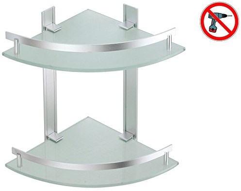 MSV Tabarca regał łazienkowy, narożny, z aluminium i szkła; do przyklejenia lub przywiercenia MS120