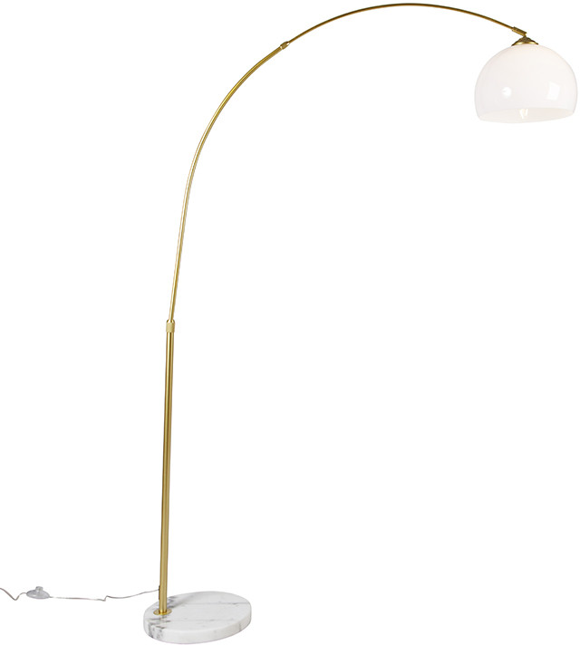 QAZQA Nowoczesna lampa łuk złota klosz biały - Arc Basic