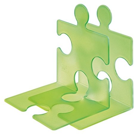 Han podpórka do książek/na płyty, w kształcie puzzla, stabilna i elegancka Można go dowolnie łączyć, zestaw zawiera 2 sztuki, przeświecający zielony 9212-60