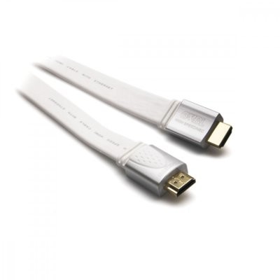 G&BL G&BL Kabel audio-wideo HDMI 2.0 ultra szybki 4K płaski 18Gbps 2m biały blister (6712)