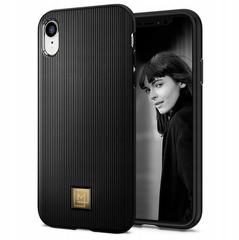 Spigen La Manon Classy eleganckie etui na Apple iPhone XR CZARNY NA TYŁ TWORZYWO SZTUCZNE 064CS24960