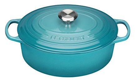 Le Creuset Signature 21178271702430 owalna, żeliwna gęsiarka o średnicy 27 cm, kolor turkusowy 21178271702430