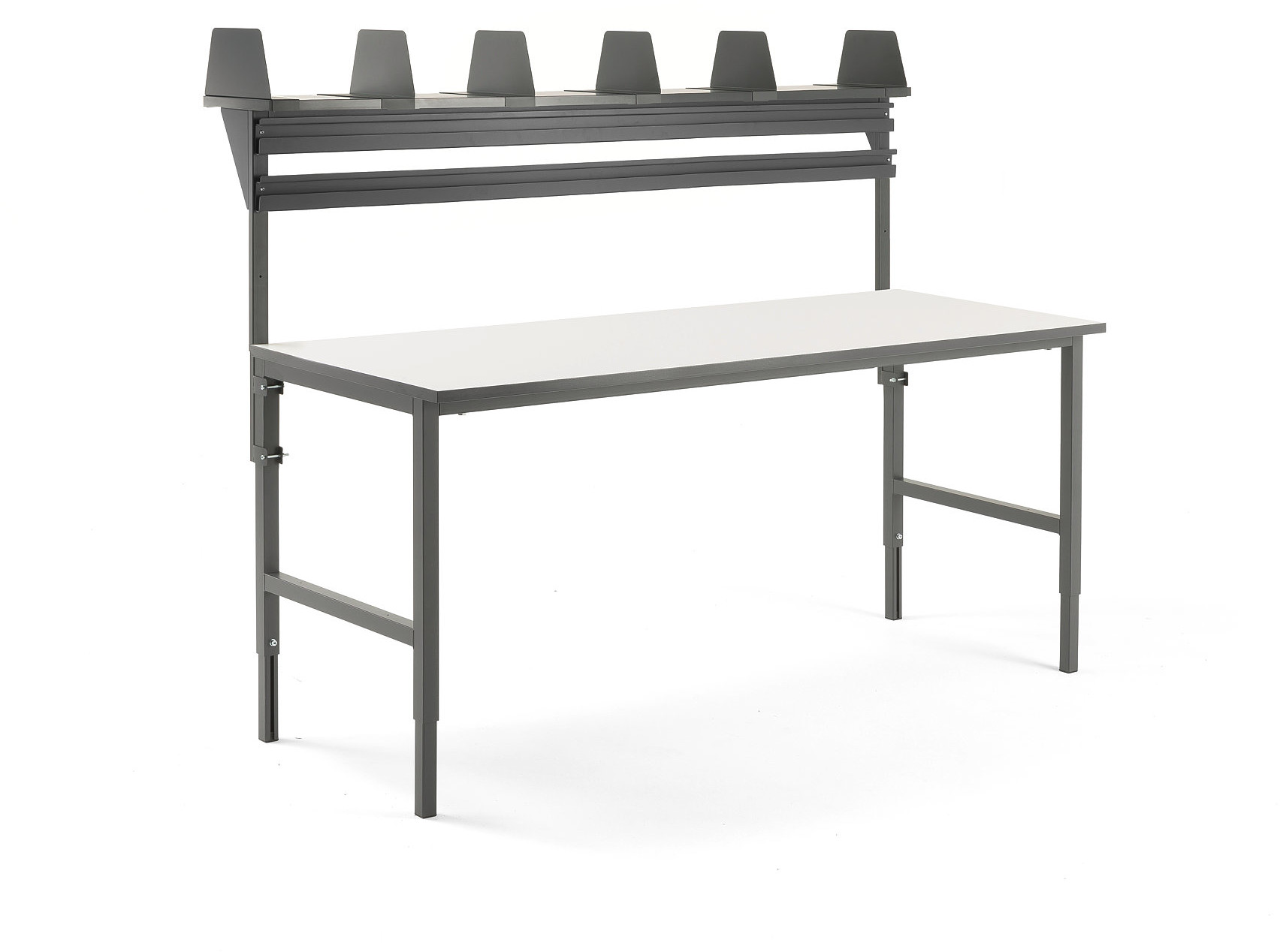 AJ Produkty Stół montażowy CARGO,2000x750 mm, górna półka +2 szyny na pojemniki