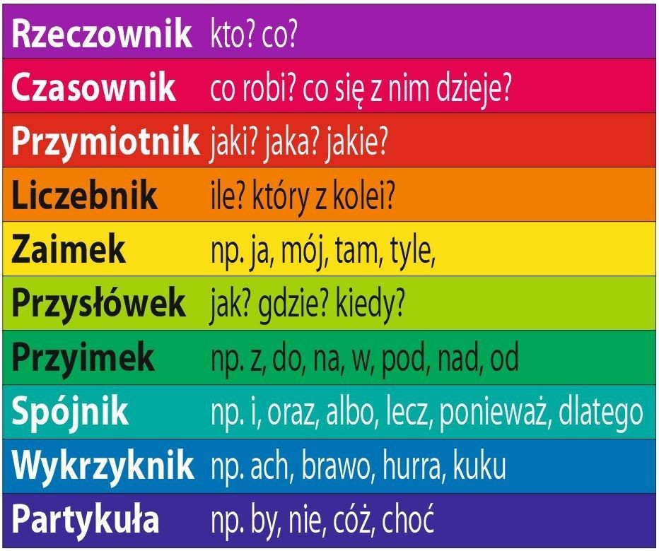 Części mowy - zestaw 10 naklejek ES058