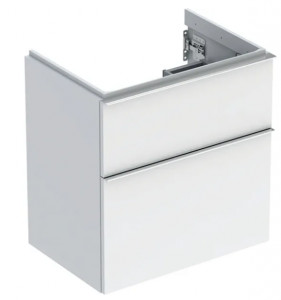 GEBERIT GEBERIT 502.307.01.2 Szafka pod umywalkę iCon z dwoma szufladami krótka 59,2 cm x 61,5 cm x 41,6 cm biały lakierowany na wysoki połysk chromowany z połyskiem