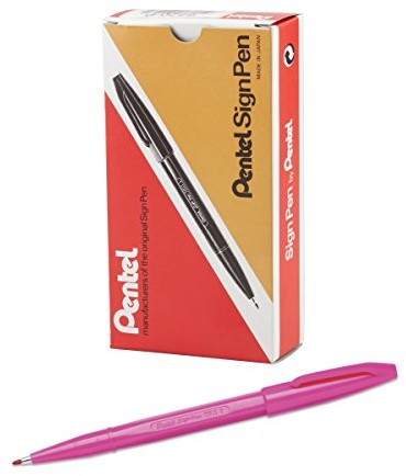 Pentel Sign Pen, końcówka z włókna, tusz czarny (S520-A), rose S520-P