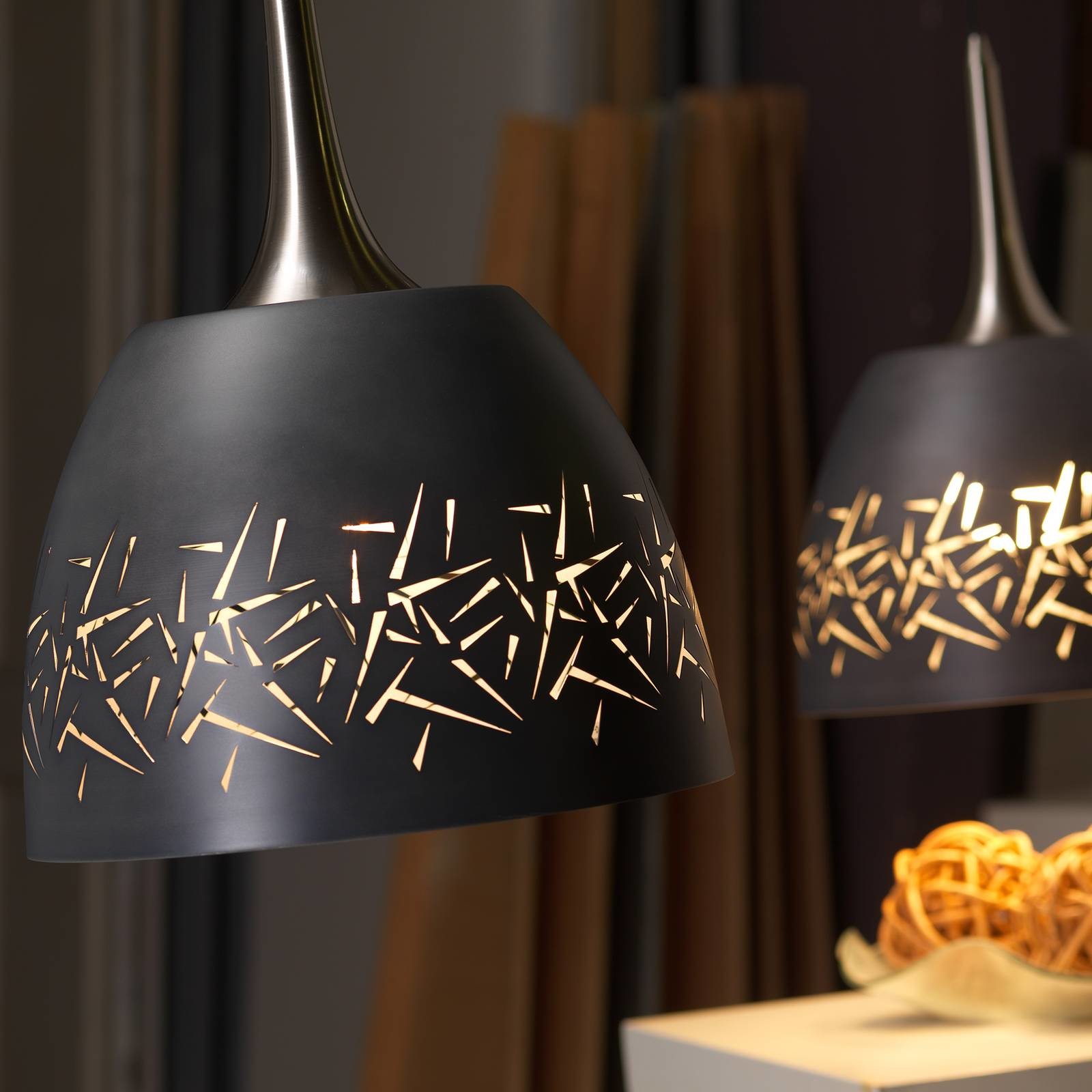 EULUNA Lampa wisząca Bruk z szarym metalowym kloszem