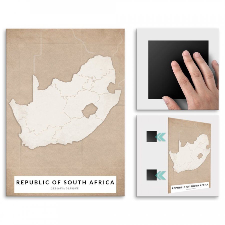 Pix4home Plakat metalowy Mapa Vintage Republika Południowej Afryki M POS-M-04355