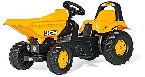 Rolly Toys 024247 Dumper Kid JCB  miska uchylna z blokadą  traktor pedałowy z pałąkiem zabezpieczającym, zabezpieczonym napędem łańcucha zintegrowanego, sprzęgłem tylnym od 2,5 roku życia  kolor żółty S2602424
