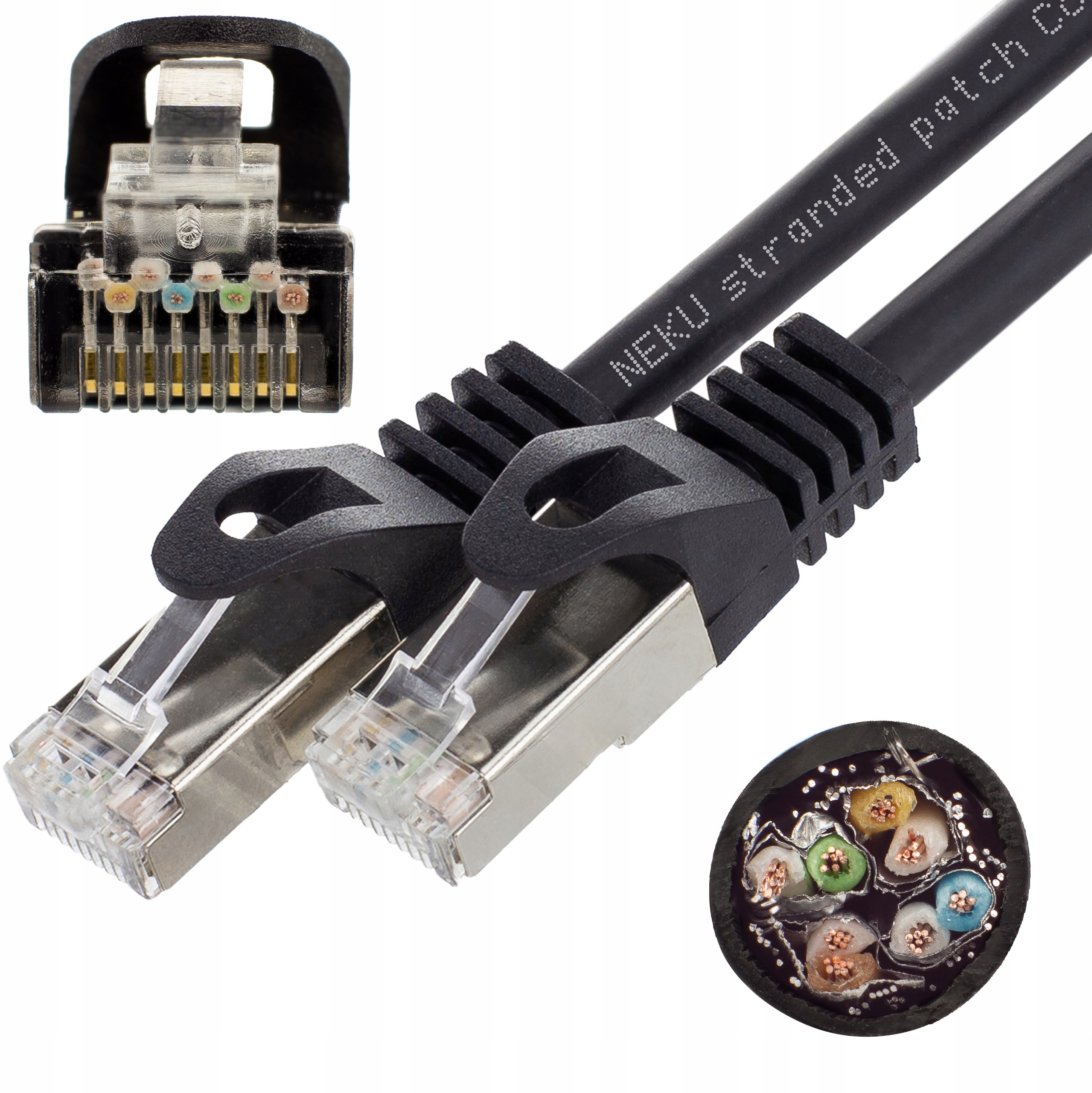 Neku Kabel Patchcord S/ftp kat.6a Pimf czarny 5m