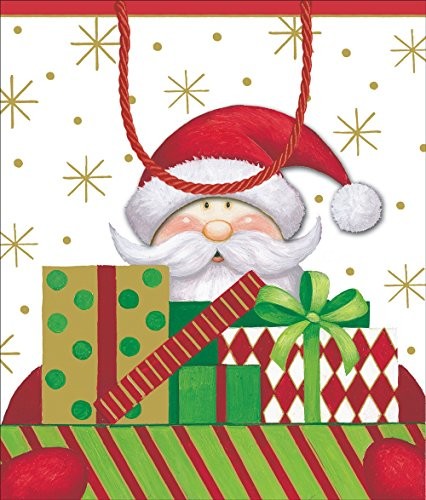 Caspari caspari torba na prezent z motywem Santa Claus, wielokolorowy 9633B7