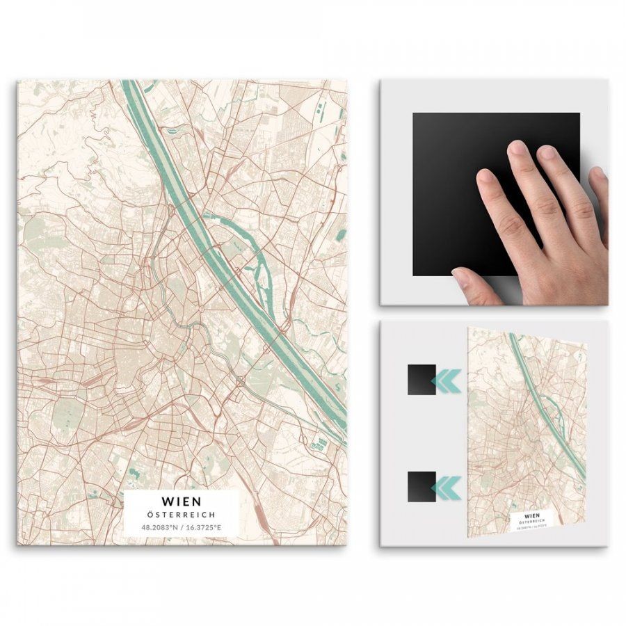 Pix4home Plakat metalowy Mapa Vintage Wien M POS-M-03362