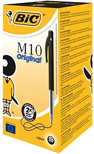 BIC druku ball point Pen M10, 0.4 MM, pudełka po 50 sztuk, czarny 889973