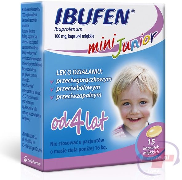 Polpharma Ibufen mini Junior 100mg x15 kapsułek