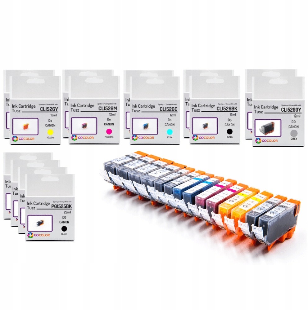 14 X Tusz do Canon PGI525 + CLI526 Cmyk 100 % nowy