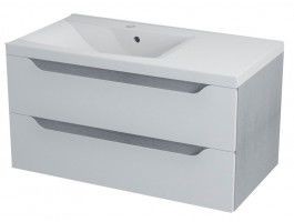 Sapho WAVE szafka umywalkowa 90x45x48cm, lewa, biała/dąb srebrny WA094L