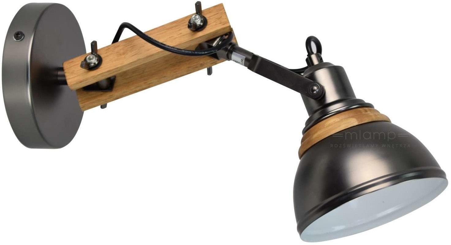 Rabalux Kinkiet LAMPA ścienna AKSEL 2723 regulowana OPRAWA reflektorek na wysięgniku vintage drewno czarny 2723