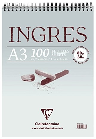 Clairefontaine 29,7 x 42 cm, Ingres papieru, spiralgebunden, w różnych kolorach 96478C