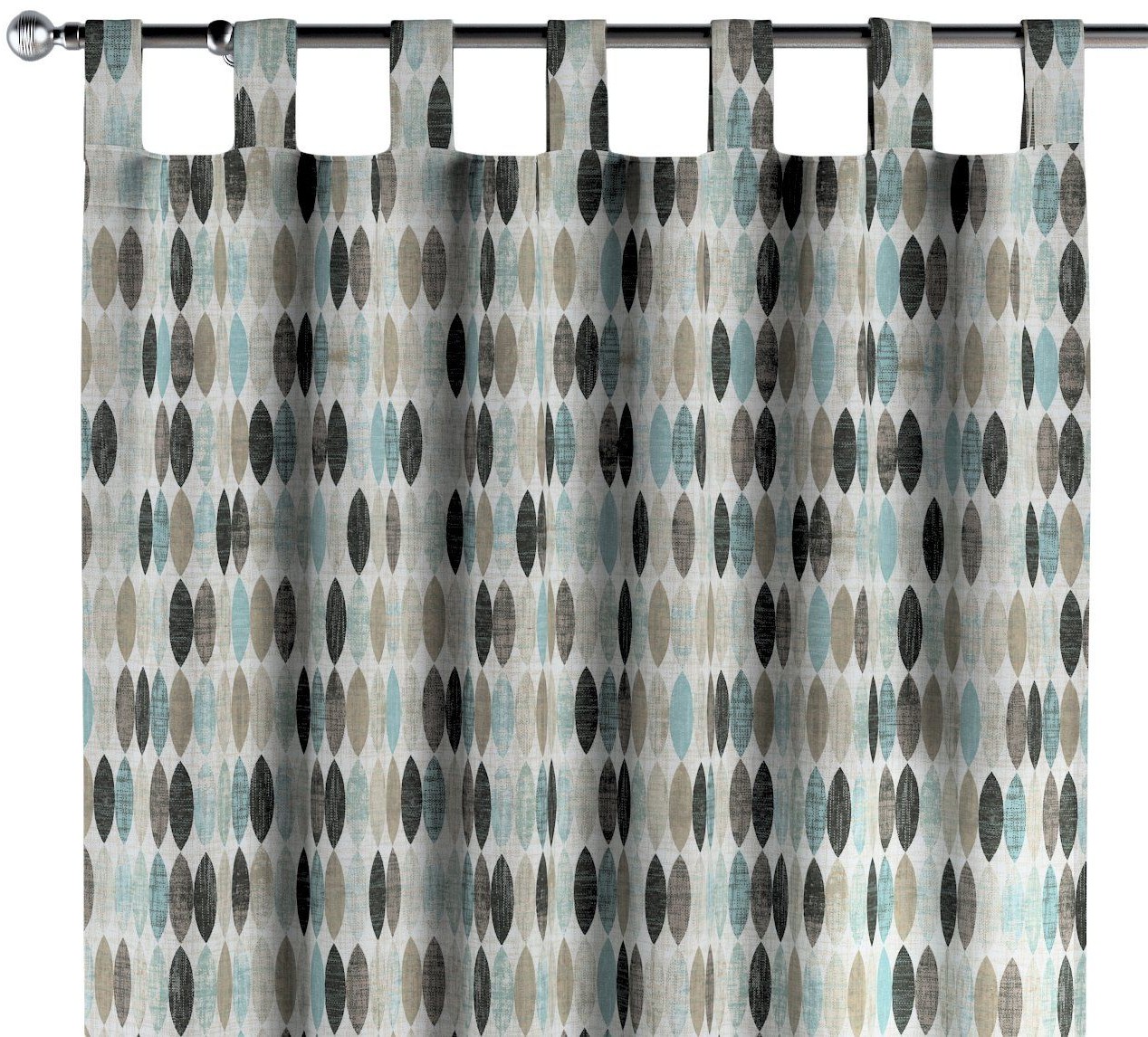 Dekoria Zasłona na szelkach 1 szt. wzory w odcieniach błekitu beżu i czarnego na jasnym tle 1szt 130 × 260 cm Modern 310-141-91