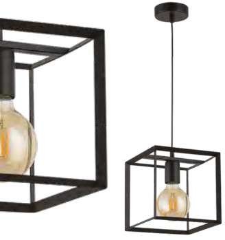 Sigma czarna lampa wisząca CUBE 32048 kwadratowa lampa sufitowa metalowa klatka w stylu loft