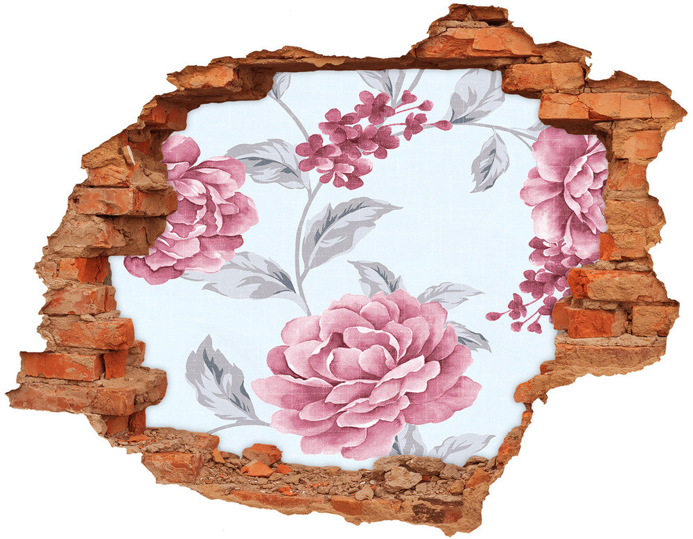 Wallmuralia.pl Naklejka 3D dziura na ścianę beton Piwonie