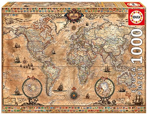 Educa 15159 - puzzle - historyczna mapa świata, 1000 części