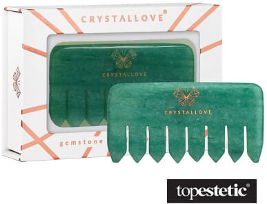 Crystallove Crystallove Grzebień do Masażu Skóry Głowy z Awenturynu Kamień zdrowia i optymizmu 1 szt